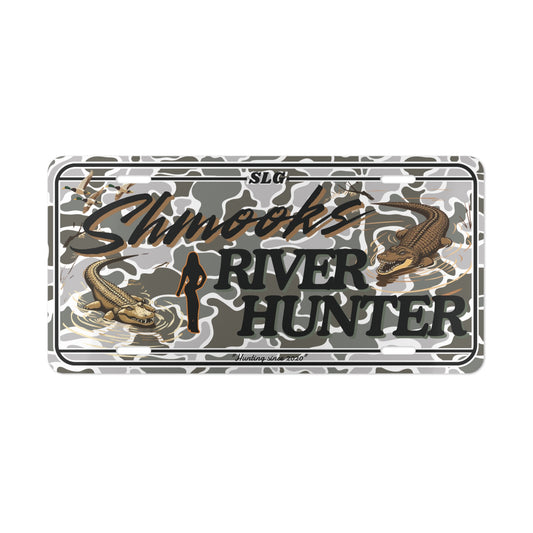 Shmooks Grey Camo "River Hunter" Vanity Plate